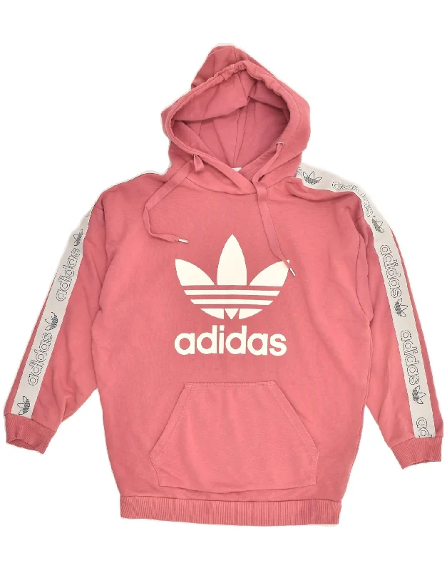 ADIDAS Womens Graphic Hoodie Jumper UK 12 Medium Pink Cotton Hoodie with Pattern Geometric Abstract ADIDAS Womens Graphic Hoodie Jumper UK 12 Medium Pink Cotton Hoodie with Pattern Geometric Abstract