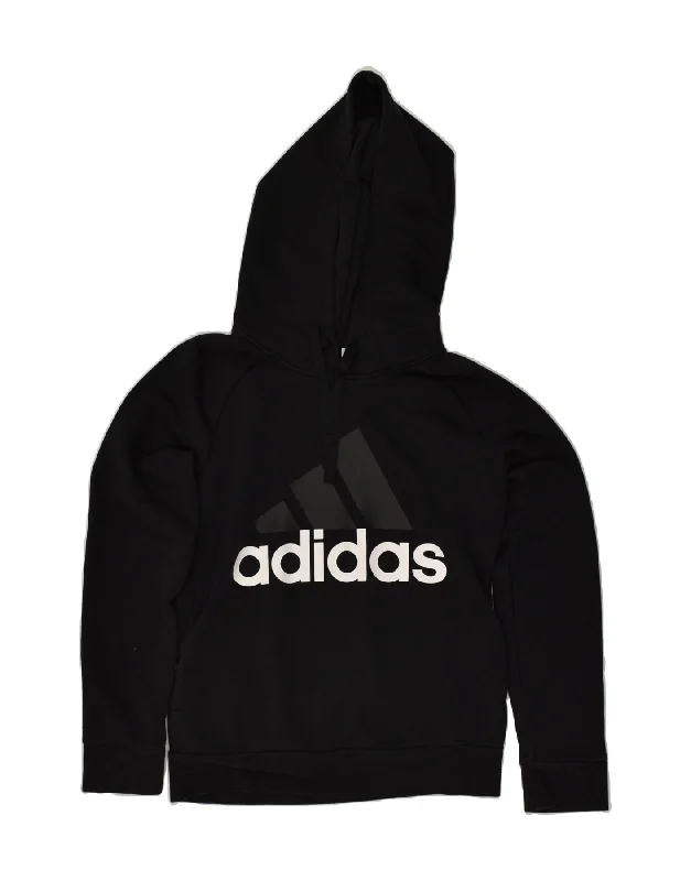 ADIDAS Womens Graphic Hoodie Jumper UK 14 Medium Black Hoodie with Set-In Sleeves Structured Classic ADIDAS Womens Graphic Hoodie Jumper UK 14 Medium Black Hoodie with Set-In Sleeves Structured Classic