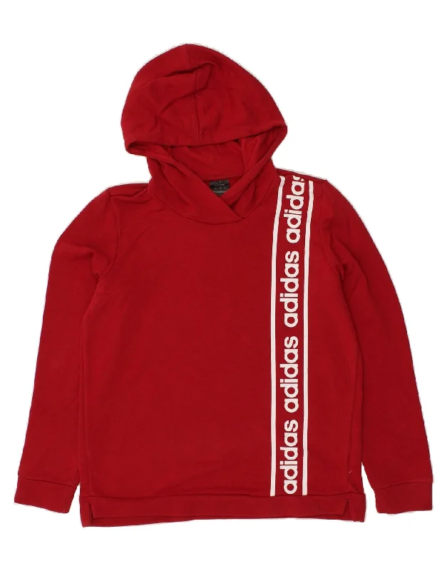 ADIDAS Womens Graphic Hoodie Jumper UK 16/18 Large Red Cotton Hoodie with Mock Neck Collared Structured ADIDAS Womens Graphic Hoodie Jumper UK 16/18 Large Red Cotton Hoodie with Mock Neck Collared Structured