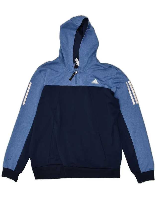 ADIDAS Womens Graphic Hoodie Jumper UK 18 XL Navy Blue Colourblock Hoodie with Hem Detail Decorative Unique ADIDAS Womens Graphic Hoodie Jumper UK 18 XL Navy Blue Colourblock Hoodie with Hem Detail Decorative Unique