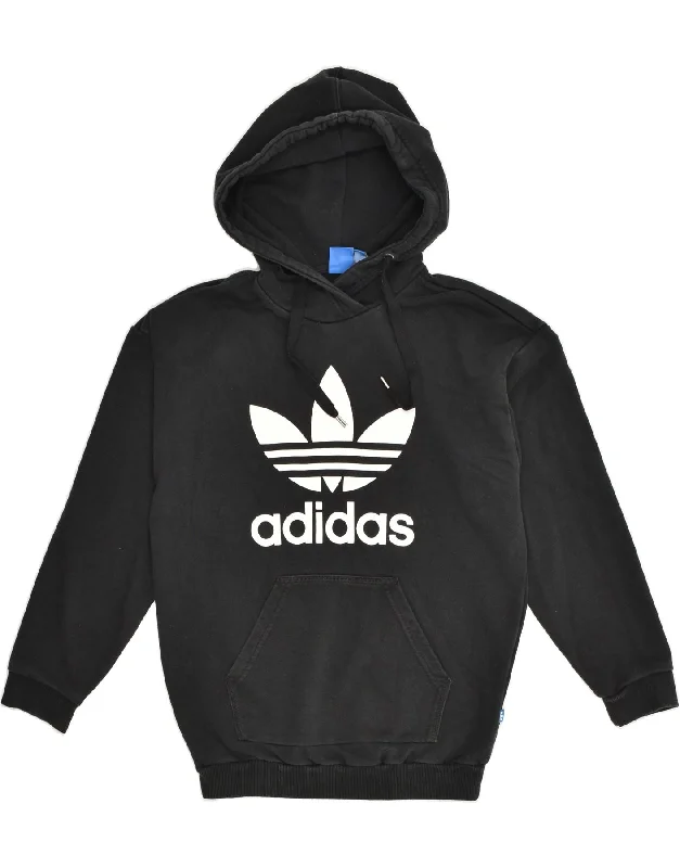 ADIDAS Womens Graphic Hoodie Jumper UK 8 Small Black Cotton Hoodie with Snap Buttons Easy Quick ADIDAS Womens Graphic Hoodie Jumper UK 8 Small Black Cotton Hoodie with Snap Buttons Easy Quick