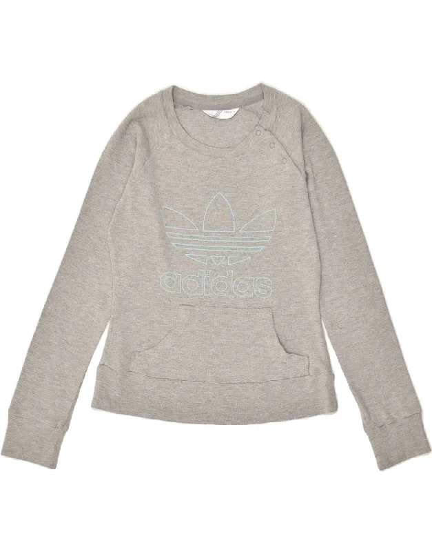 ADIDAS Womens Graphic Sweatshirt Jumper IT 44 Medium Grey Cotton Hoodie with Cuffed Sleeves Snug Secure ADIDAS Womens Graphic Sweatshirt Jumper IT 44 Medium Grey Cotton Hoodie with Cuffed Sleeves Snug Secure