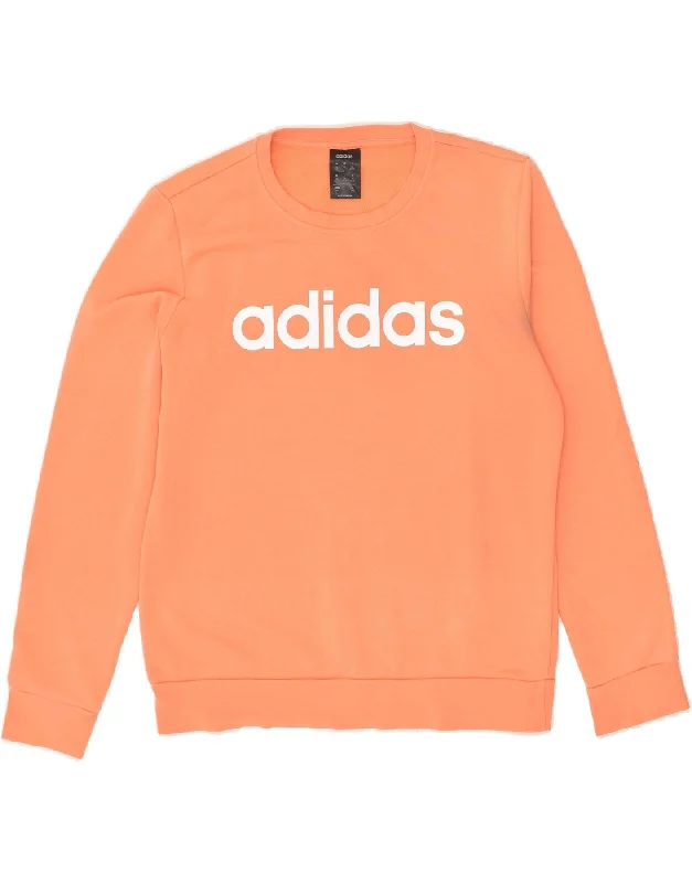 ADIDAS Womens Graphic Sweatshirt Jumper UK 12-14 Medium Orange Cotton Hoodie with Embroidery Detailed Premium ADIDAS Womens Graphic Sweatshirt Jumper UK 12-14 Medium Orange Cotton Hoodie with Embroidery Detailed Premium