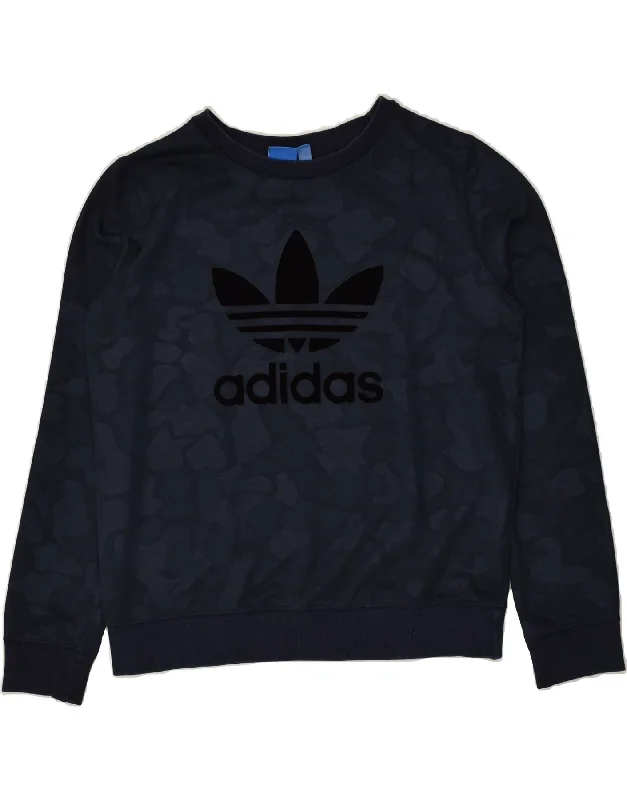 ADIDAS Womens Graphic Sweatshirt Jumper UK 12 Medium Navy Blue Cotton Hoodie Sweatshirt Pullover ADIDAS Womens Graphic Sweatshirt Jumper UK 12 Medium Navy Blue Cotton Hoodie Sweatshirt Pullover