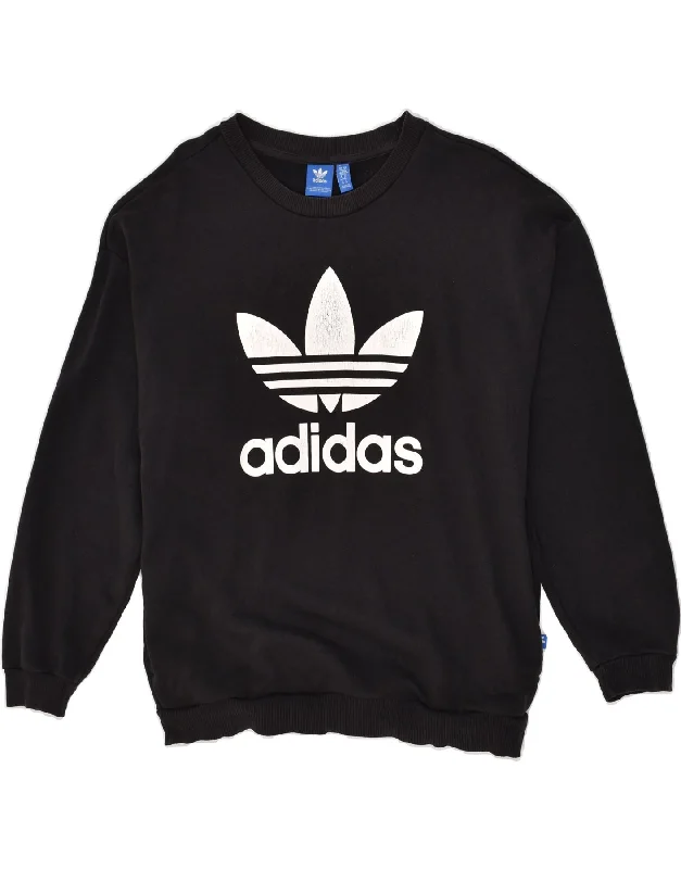 ADIDAS Womens Graphic Sweatshirt Jumper UK 14 Large Black Cotton Hoodie with Velcro Closure Adjustable Secure ADIDAS Womens Graphic Sweatshirt Jumper UK 14 Large Black Cotton Hoodie with Velcro Closure Adjustable Secure