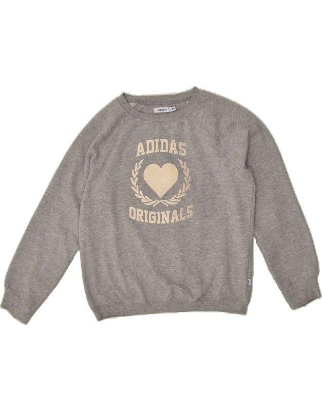 ADIDAS Womens Loose Fit Graphic Sweatshirt Jumper EU 40 Medium Grey Cotton Hoodie with Hidden Zipper Minimalist Clean ADIDAS Womens Loose Fit Graphic Sweatshirt Jumper EU 40 Medium Grey Cotton Hoodie with Hidden Zipper Minimalist Clean