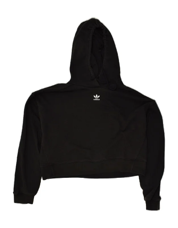 ADIDAS Womens Oversized Crop Hoodie Jumper UK 10 Small Black Cotton Hoodie with Elastic Cuffs Stretchable Comfortable ADIDAS Womens Oversized Crop Hoodie Jumper UK 10 Small Black Cotton Hoodie with Elastic Cuffs Stretchable Comfortable