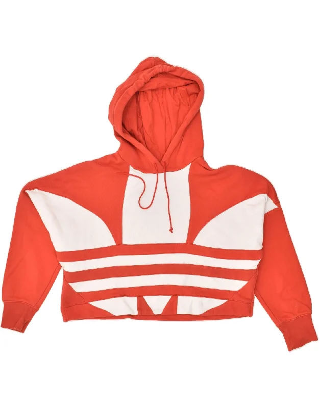 ADIDAS Womens Oversized Crop Hoodie Jumper UK 10 Small Orange Cotton Hoodie with Turtle Neck Cozy Winter ADIDAS Womens Oversized Crop Hoodie Jumper UK 10 Small Orange Cotton Hoodie with Turtle Neck Cozy Winter