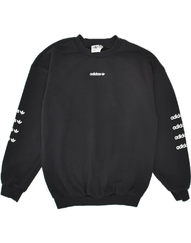 ADIDAS Womens Oversized Graphic Sweatshirt Jumper UK 6 XS Black Cotton Hoodie with Relaxed Fit Easy Casual ADIDAS Womens Oversized Graphic Sweatshirt Jumper UK 6 XS Black Cotton Hoodie with Relaxed Fit Easy Casual
