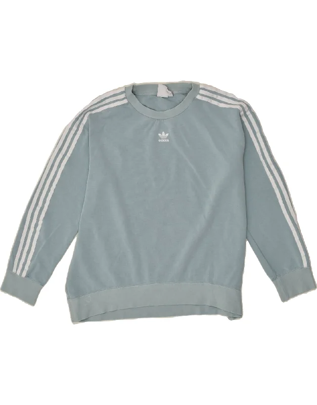 ADIDAS Womens Oversized Sweatshirt Jumper UK 10 Small Blue Cotton Hoodie with Puffed Sleeves Voluminous Trendy ADIDAS Womens Oversized Sweatshirt Jumper UK 10 Small Blue Cotton Hoodie with Puffed Sleeves Voluminous Trendy
