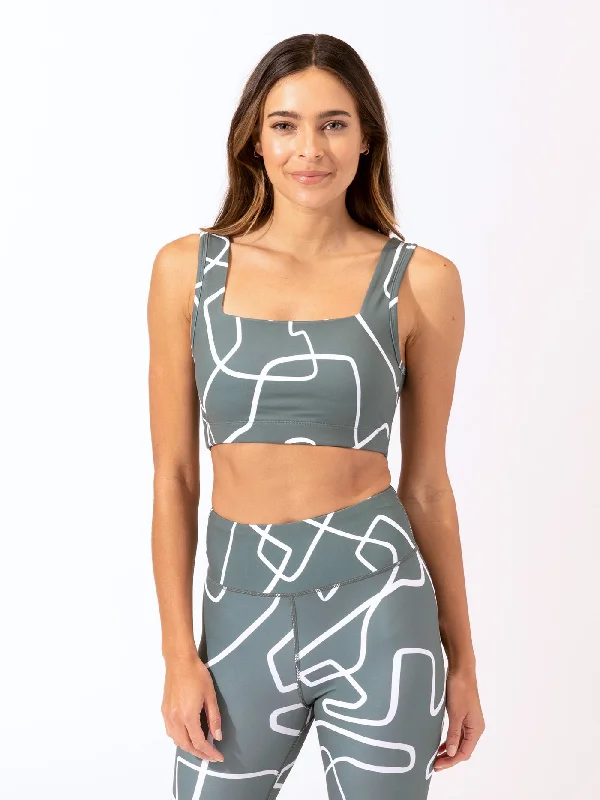 Amorette Line Print Sports Bra Sports Support Bra