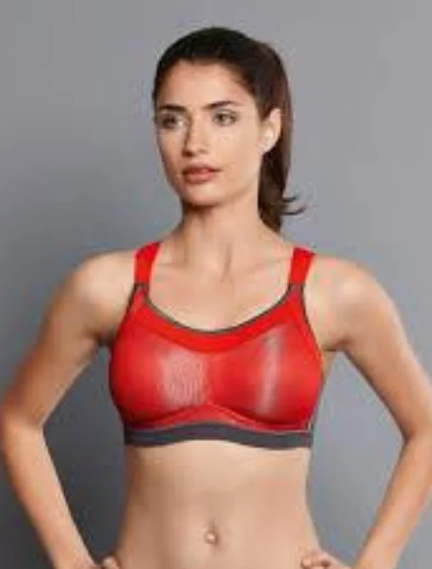 Anita Active Momentum Wire Free Sports Bra, Red Stretchy Full Coverage