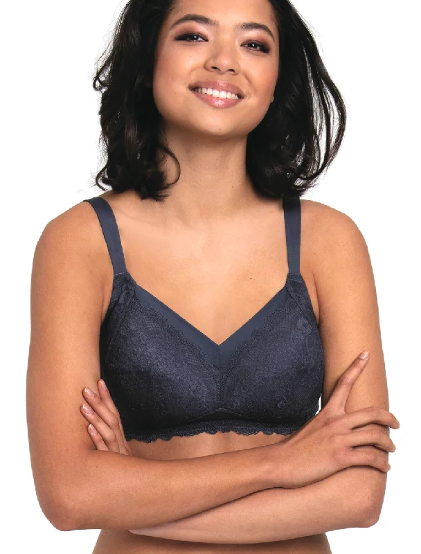 Anita Dalia Mastectomy Bra Wireless Post Operative bra, Shadow Blue | Blue Mastectomy Bra | Anita Post Mastectomy Bras Soft Lace Bralette