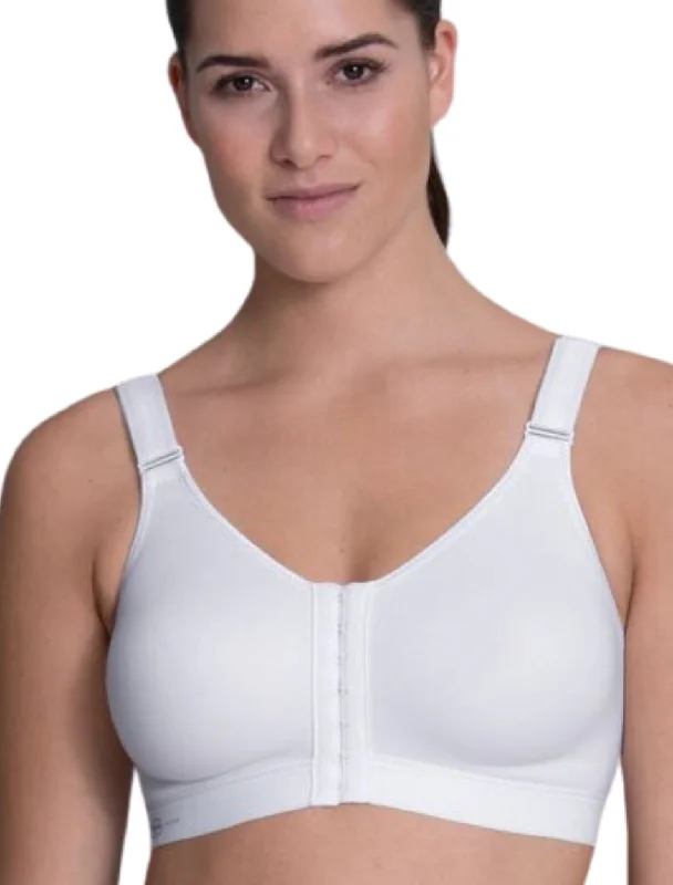 Anita Firm Support Front Closure Sports Bra, White | White Front Closure Sports Bras | Front Fastening Sports Bras Soft Stretch Bra