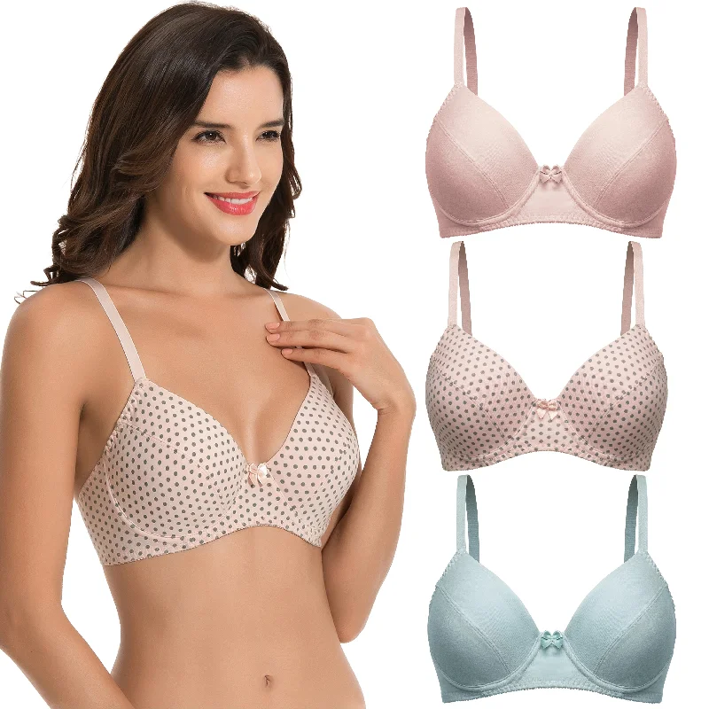 Women's Plus Size Cotton Unlined Balconette Underwire Bras Cozy Wire-Free Bra