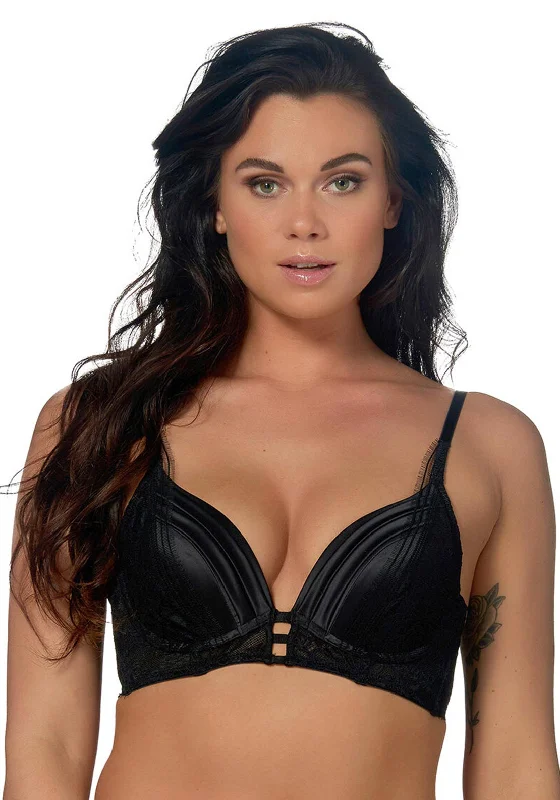 After Eden Toonya Longline Push Up Bra, Black Active Wear Bra