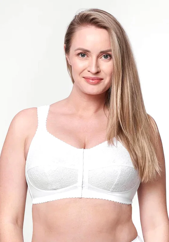 Kudreshov Lingerie Bona Front Fastening Wire Free Bra, White Breathable Wireless Bra