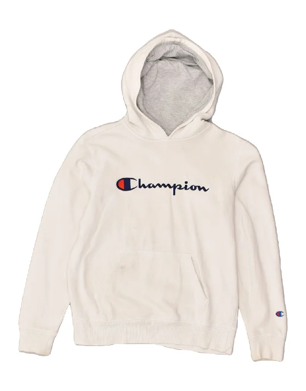 CHAMPION Womens Graphic Hoodie Jumper Large White Cotton Hoodie with Mesh Breathable Sporty CHAMPION Womens Graphic Hoodie Jumper Large White Cotton Hoodie with Mesh Breathable Sporty
