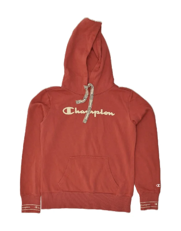 CHAMPION Womens Graphic Hoodie Jumper UK 14 Medium Beige Cotton Hoodie with Mesh Breathable Sporty CHAMPION Womens Graphic Hoodie Jumper UK 14 Medium Beige Cotton Hoodie with Mesh Breathable Sporty