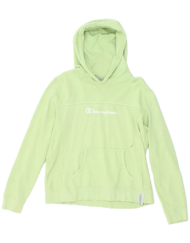 CHAMPION Womens Graphic Hoodie Jumper XL Green Cotton Hoodie with Cuffed Sleeves Snug Secure CHAMPION Womens Graphic Hoodie Jumper XL Green Cotton Hoodie with Cuffed Sleeves Snug Secure