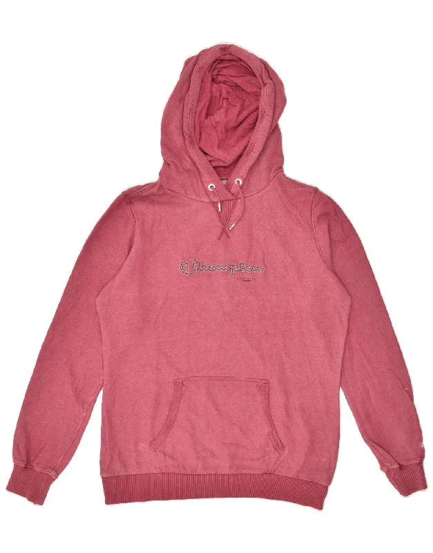 CHAMPION Womens Hoodie Jumper UK 14 Large Pink Cotton Hoodie with Hidden Zipper Minimalist Clean CHAMPION Womens Hoodie Jumper UK 14 Large Pink Cotton Hoodie with Hidden Zipper Minimalist Clean