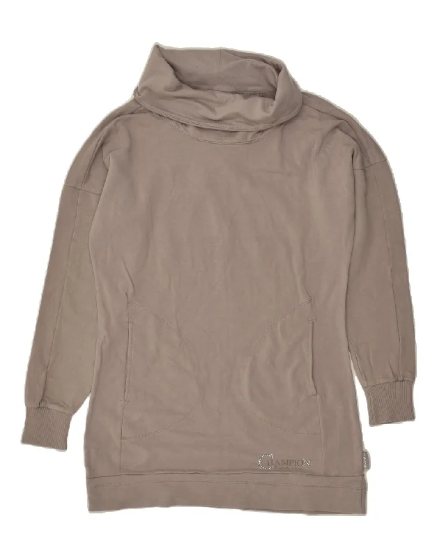 CHAMPION Womens Roll Neck Sweatshirt Jumper UK 12 Medium Grey Hoodie with Velcro Closure Adjustable Secure CHAMPION Womens Roll Neck Sweatshirt Jumper UK 12 Medium Grey Hoodie with Velcro Closure Adjustable Secure