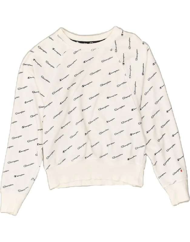 CHAMPION Womens Sweatshirt Jumper UK 6 XS White Cotton Hoodie with V-Neck Classic Versatile CHAMPION Womens Sweatshirt Jumper UK 6 XS White Cotton Hoodie with V-Neck Classic Versatile