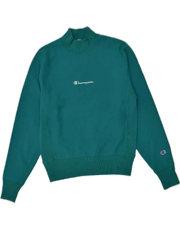 CHAMPION Womens Turtle Neck Sweatshirt Jumper UK 10 Small Green Cotton Hoodie with Pattern Geometric Abstract CHAMPION Womens Turtle Neck Sweatshirt Jumper UK 10 Small Green Cotton Hoodie with Pattern Geometric Abstract