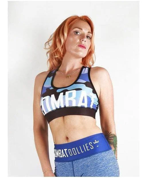 Combat Dollies Blue Camo Sports Bra Seamless Push-Up Bra