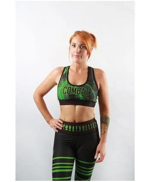 Combat Dollies Green Lightning Sports Bra Soft Strapless Bra