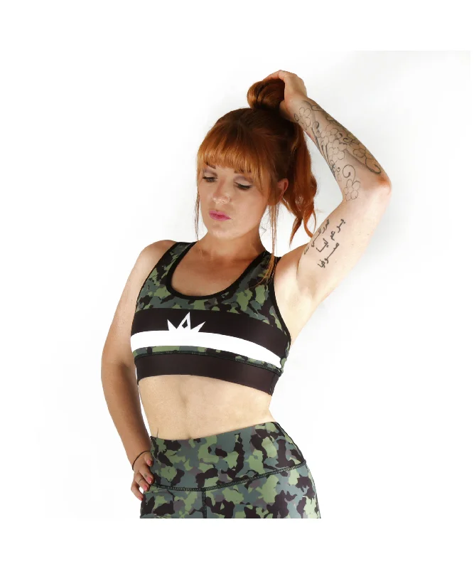 Combat Dollies Khaki Camo Sports Bra Soft Cotton Bra