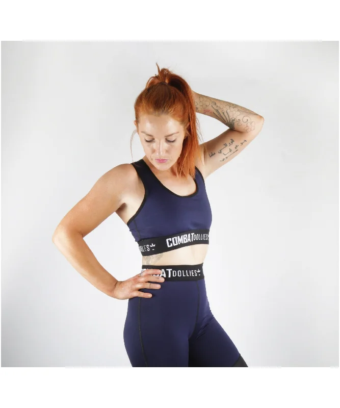 Combat Dollies Navy Blok Sports Bra High-Cut Bra Design