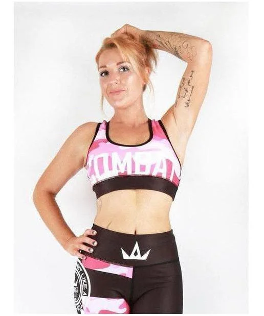 Combat Dollies Pink Camo Sports Bra Breathable Wireless Bra