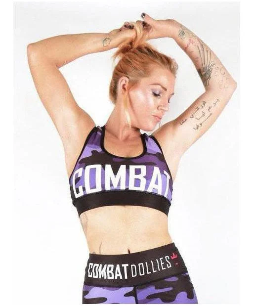 Combat Dollies Purple Camo Sports Bra Daily Comfort Bra