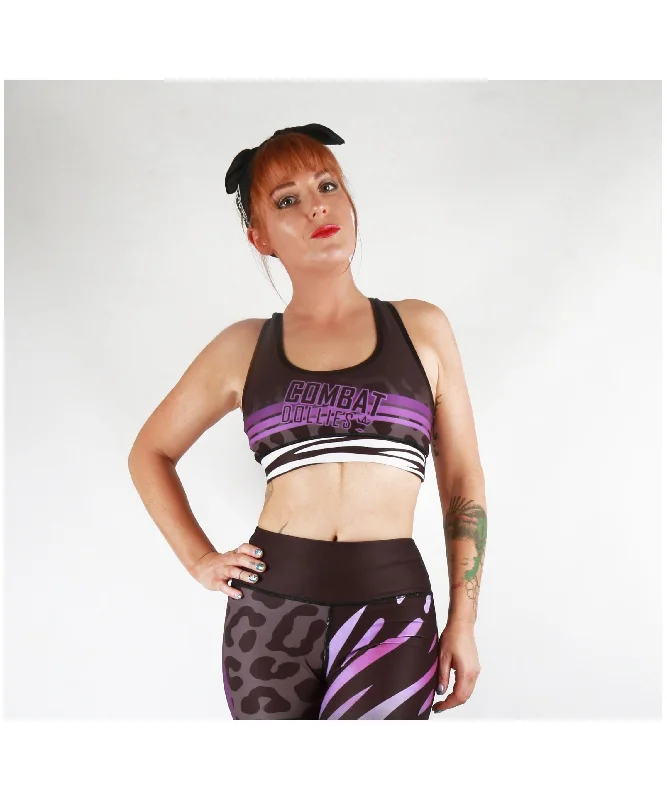 Combat Dollies Wild Purple Sports Bra Soft Cup Bralette