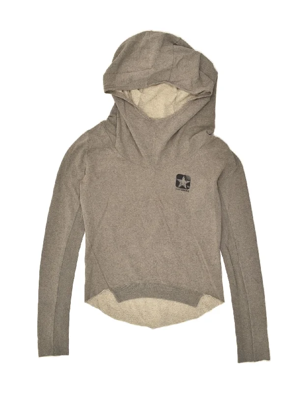 CONVERSE Womens Hoodie Jumper UK 14 Medium Grey Cotton Hoodie with Reflective Safety Nightwear CONVERSE Womens Hoodie Jumper UK 14 Medium Grey Cotton Hoodie with Reflective Safety Nightwear