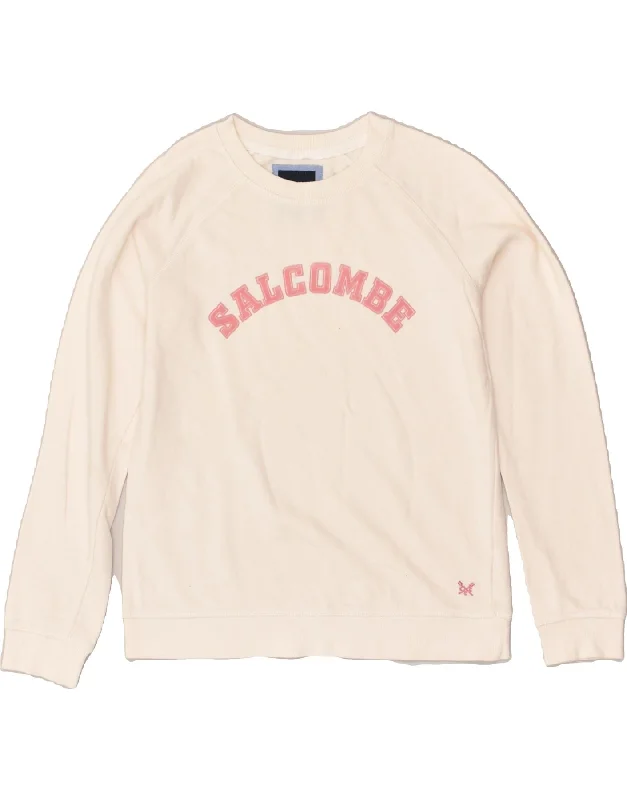 CREW CLOTHING Womens Graphic Sweatshirt Jumper UK 14 Medium Off White Hoodie with Logo Branding Identity CREW CLOTHING Womens Graphic Sweatshirt Jumper UK 14 Medium Off White Hoodie with Logo Branding Identity
