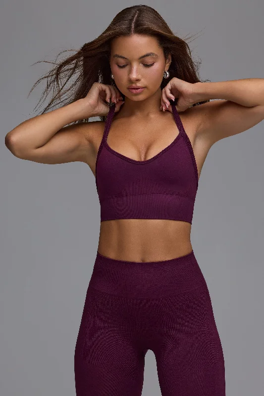 Define Luxe Multiway Sports Bra in Grape Floral Lace Bra