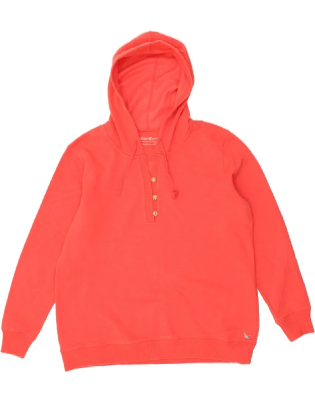 EDDIE BAUER Womens Tall Button Neck Hoodie Jumper UK 20 2XL Red Cotton Hoodie with Hem Contrast Bold Stylish EDDIE BAUER Womens Tall Button Neck Hoodie Jumper UK 20 2XL Red Cotton Hoodie with Hem Contrast Bold Stylish