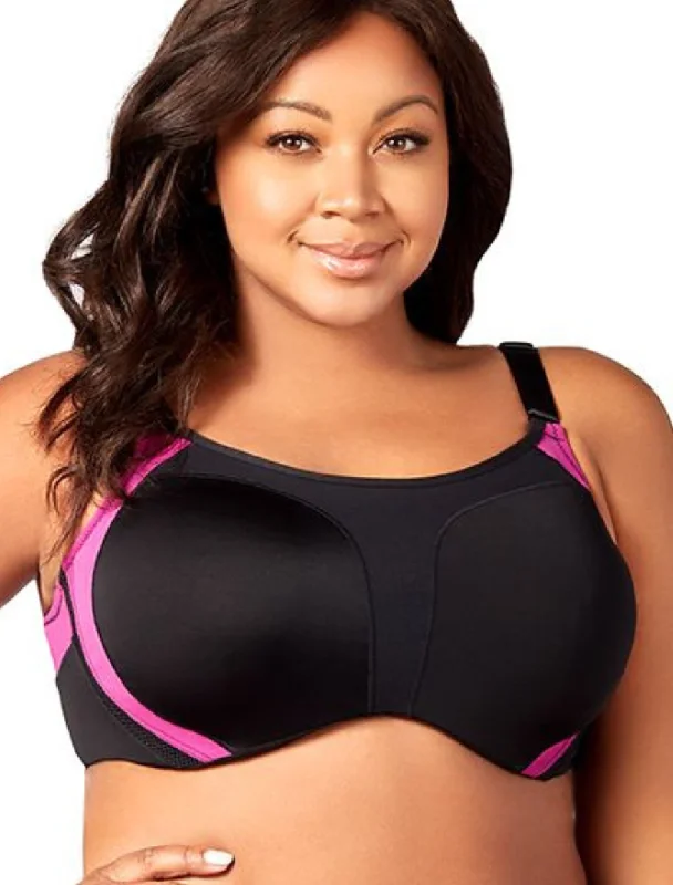 Elila Microfiber Underwire Sports Bra, Black Fuchsia | Black Fuchsia Elila Sports Bras Floral Lace Bra