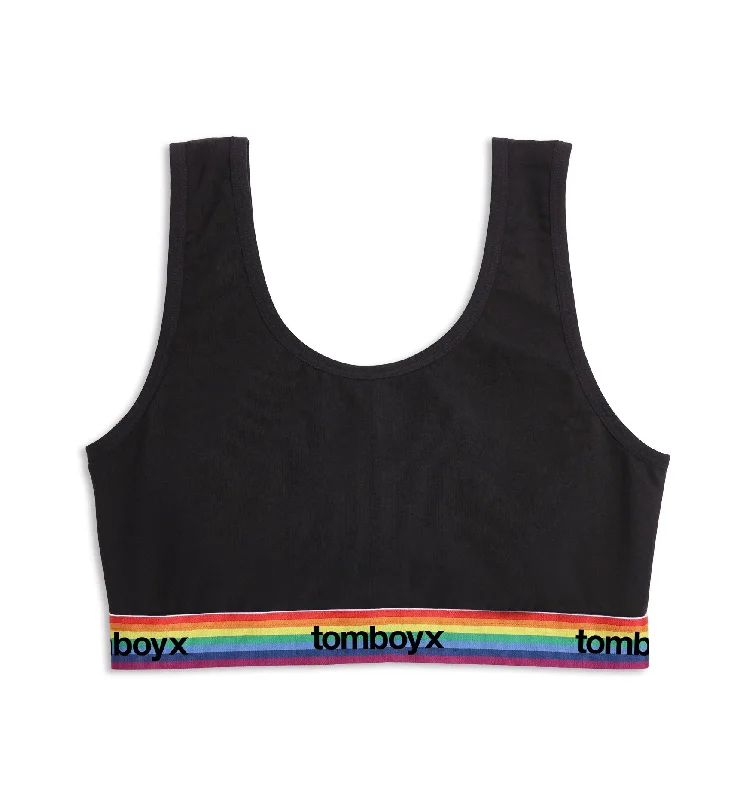 Essentials Soft Bra - Black Rainbow Logo Fashionable Push-Up Bra