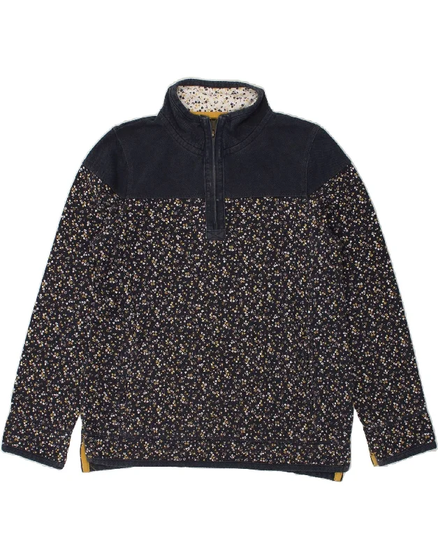 FAT FACE Womens Zip Neck Sweatshirt Jumper UK 14 Large Black Floral Cotton Hoodie with Velcro Closure Adjustable Secure FAT FACE Womens Zip Neck Sweatshirt Jumper UK 14 Large Black Floral Cotton Hoodie with Velcro Closure Adjustable Secure