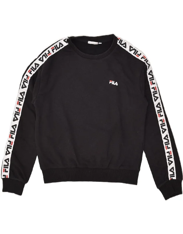 FILA Womens Graphic Sweatshirt Jumper UK 6 XS Black Cotton Hoodie Dress Longline Feminine FILA Womens Graphic Sweatshirt Jumper UK 6 XS Black Cotton Hoodie Dress Longline Feminine