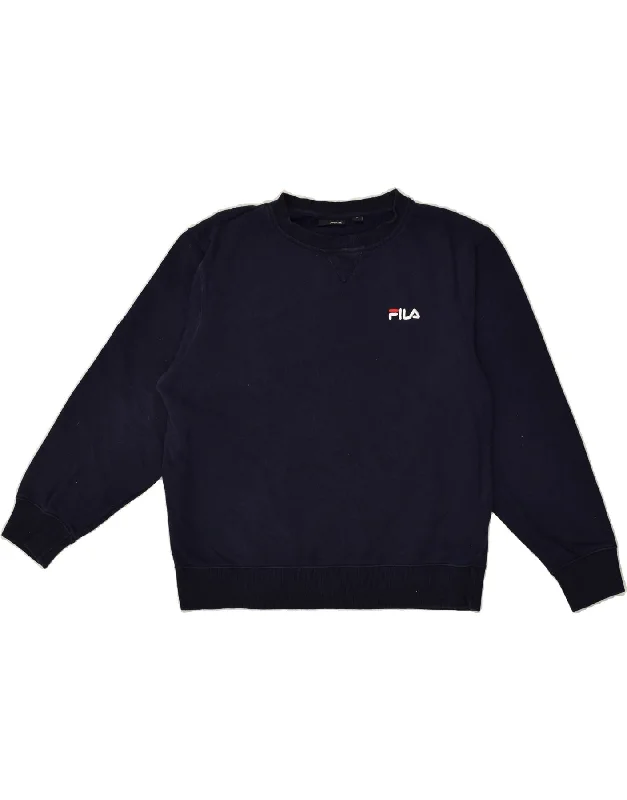 FILA Womens Loose Fit Sweatshirt Jumper UK 16 Large Navy Blue Cotton Hoodie Dress Longline Feminine FILA Womens Loose Fit Sweatshirt Jumper UK 16 Large Navy Blue Cotton Hoodie Dress Longline Feminine