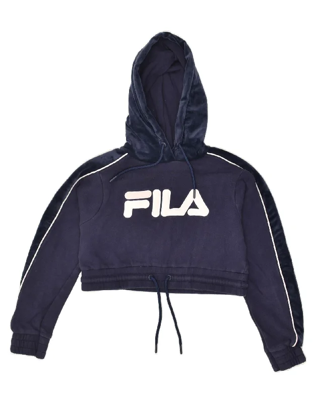 FILA Womens Oversized Graphic Hoodie Jumper UK 0 2XS Navy Blue Cotton Hoodie with Slim Fit Tailored Modern FILA Womens Oversized Graphic Hoodie Jumper UK 0 2XS Navy Blue Cotton Hoodie with Slim Fit Tailored Modern