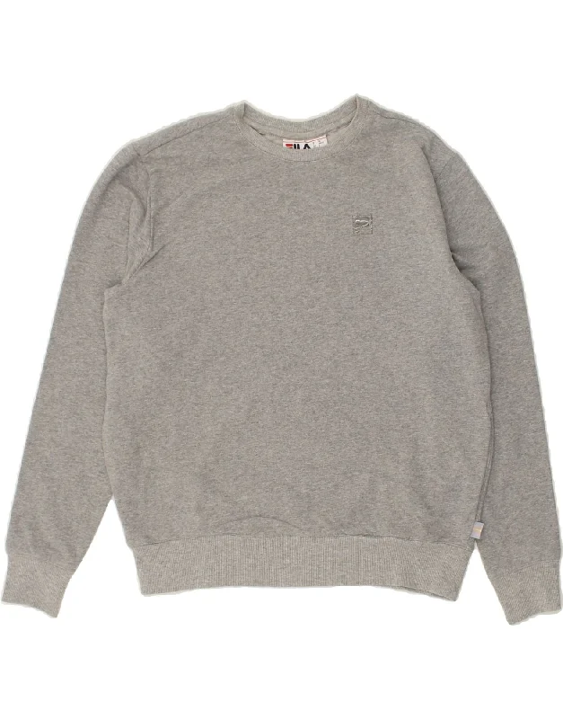 FILA Womens Sweatshirt Jumper UK 10 Small Grey Cotton Hoodie with Zipper Placket Modern Functional FILA Womens Sweatshirt Jumper UK 10 Small Grey Cotton Hoodie with Zipper Placket Modern Functional