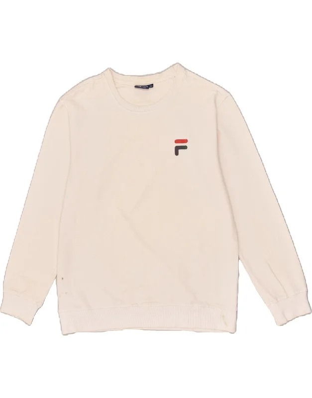 FILA Womens Sweatshirt Jumper UK 20 2XL White Cotton Hoodie with Back Slit Movement Comfort FILA Womens Sweatshirt Jumper UK 20 2XL White Cotton Hoodie with Back Slit Movement Comfort