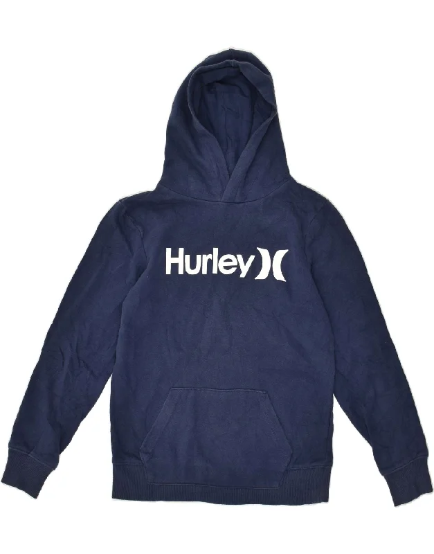 HURLEY Womens Graphic Hoodie Jumper UK 14 Large Blue Hoodie with Batwing Sleeves Loose Dramatic HURLEY Womens Graphic Hoodie Jumper UK 14 Large Blue Hoodie with Batwing Sleeves Loose Dramatic