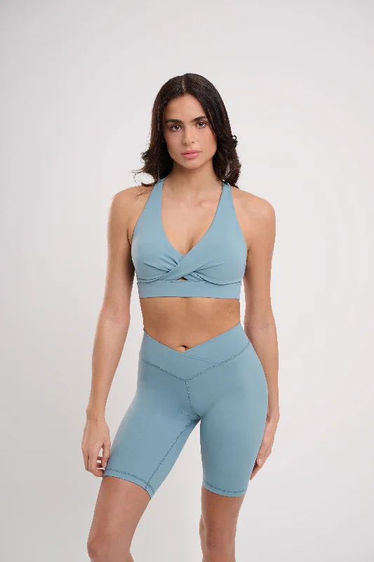 Iris Wrap Bra Sky Blue Seamless Sports Bra