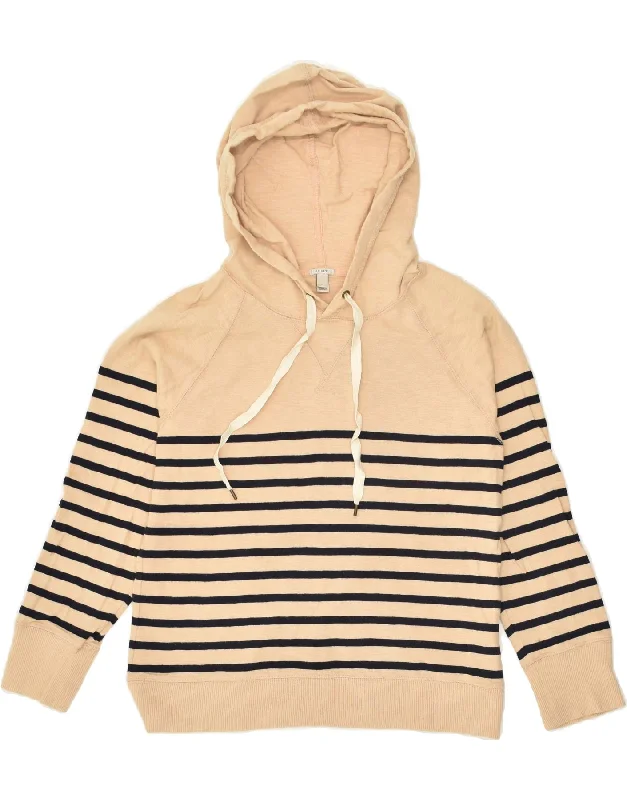 J. CREW Womens Hoodie Jumper UK 10 Small Beige Striped Cotton Hoodie with Full-Zip Functional Layering J. CREW Womens Hoodie Jumper UK 10 Small Beige Striped Cotton Hoodie with Full-Zip Functional Layering